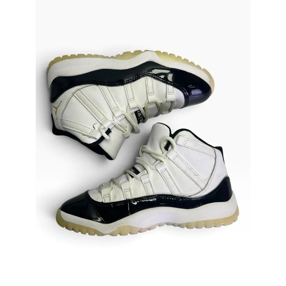 Nike Air Jordan 11 Retro Gratitude DMP White Black Gold 378039-170 Size 2.5Y GS